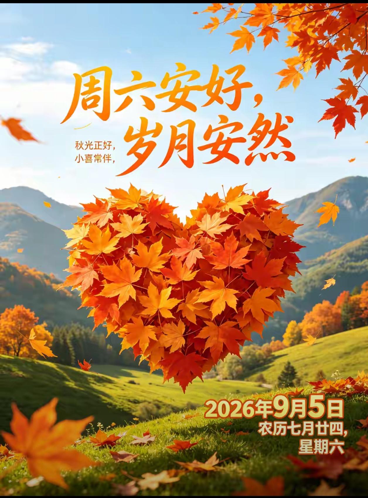 2026./9月5日，周六早安，秋晨万事安，闲日福常临☘️🍁