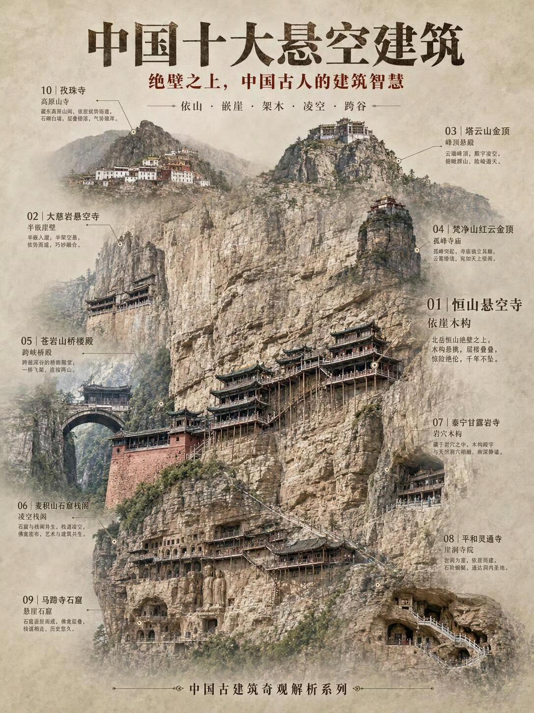 中国十大悬空建筑｜绝壁之上，古人震撼后世的营造智慧依山、嵌崖、架木、凌空、