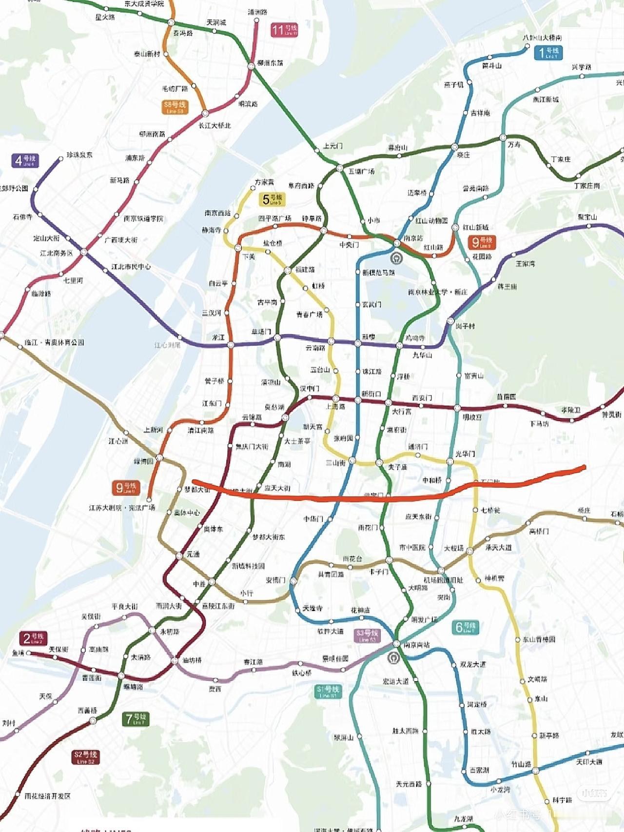 南京地铁缺少这条红色横向线，通畅度低了很多[捂脸哭][捂脸哭][捂脸哭]