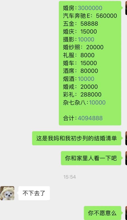 姑娘和妈妈认认真真列好结婚开销清单，婚房、奔驰E、五金彩礼样样算得清清楚楚，一