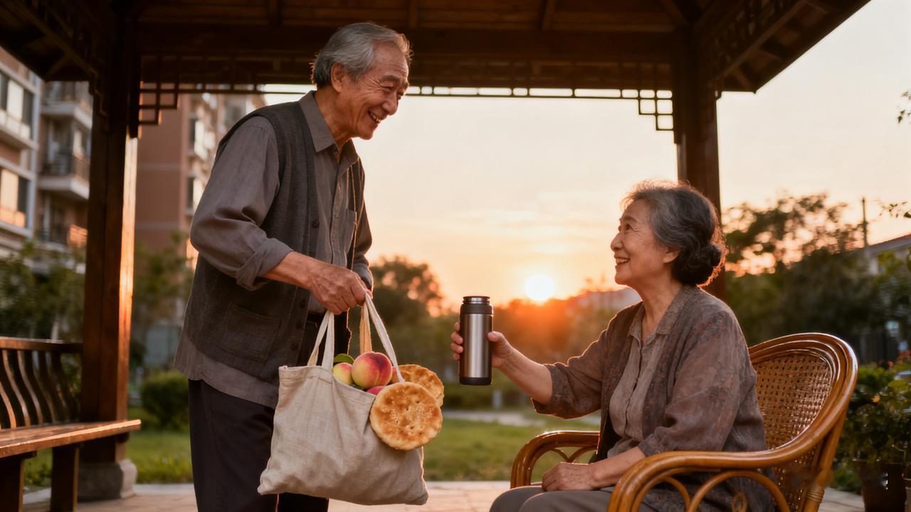 爱，不是一时的冲动，而是一辈子的守候！小区凉亭里，总能看见陈爷爷和赵奶奶的身影