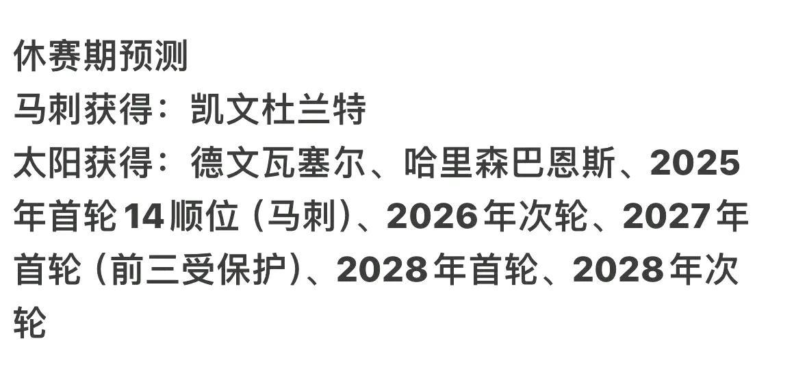 休赛期期待的交易：1、杜兰特去马刺。2、维金斯重返勇士（库明加+穆迪+tjd