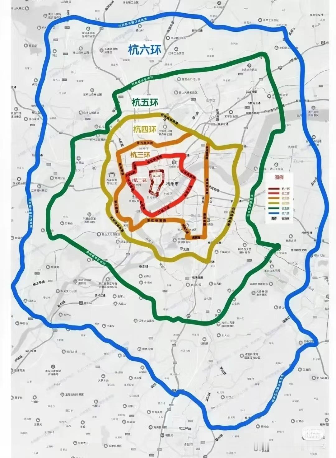 杭州民间环线图按照这个标准的话我TM还是住五环外😂