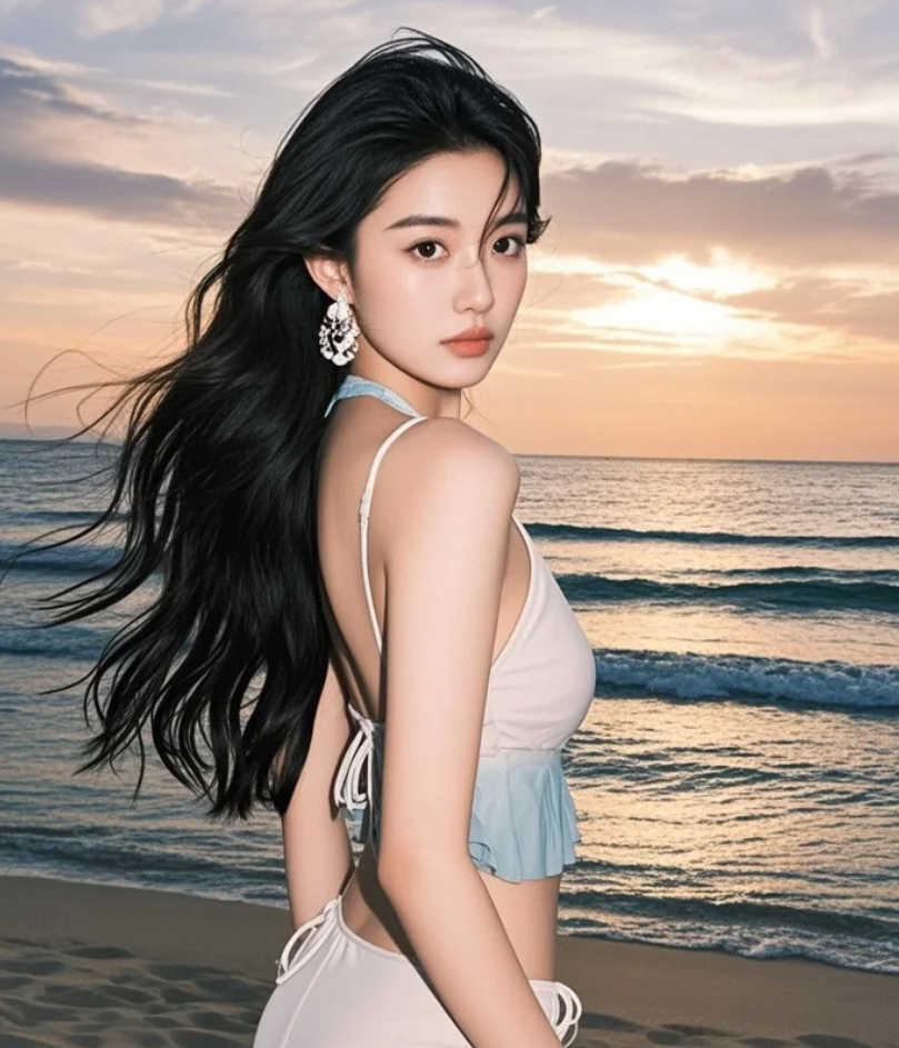 海岸线悠长，陪伴她独处的静谧时光