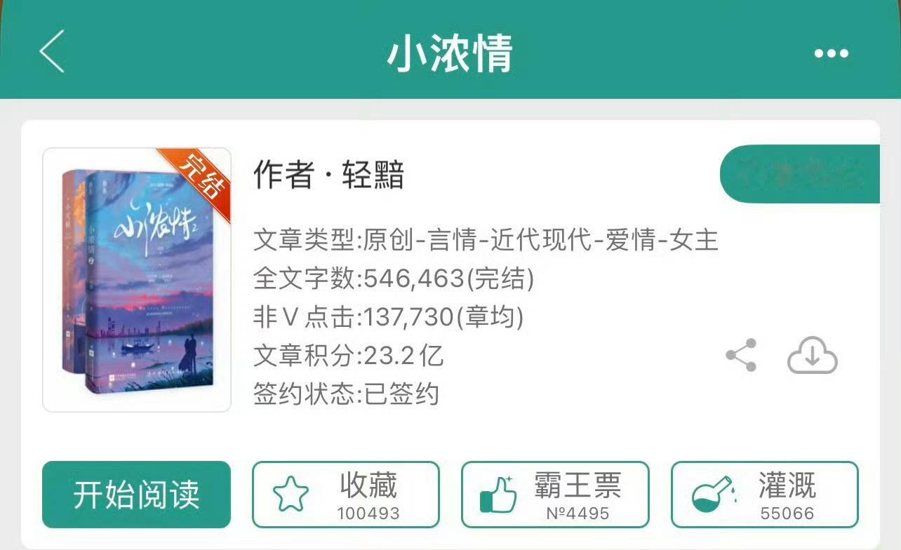 小说推荐；《小浓情》作者:轻黯简评：又飒又美女工程师vs张扬隐忍项目经理，双向