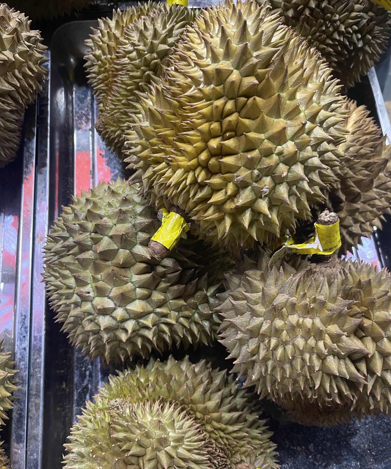 金枕榴莲怎么选择？1.看外形：选圆润饱满、鼓包明显的“狼牙棒”果形，青黄色最