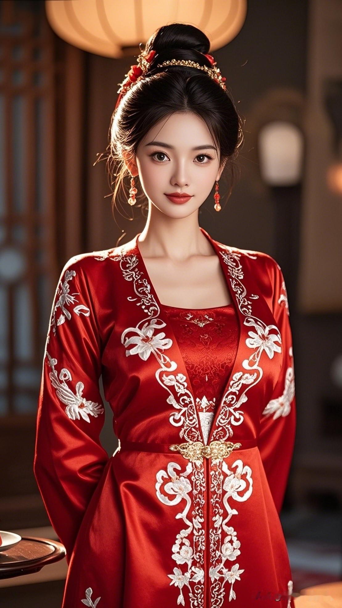 红衣美人，华发金簪。你喜欢什么类型的老婆穿越时空的古典美人，红衣华裳，惊艳了时