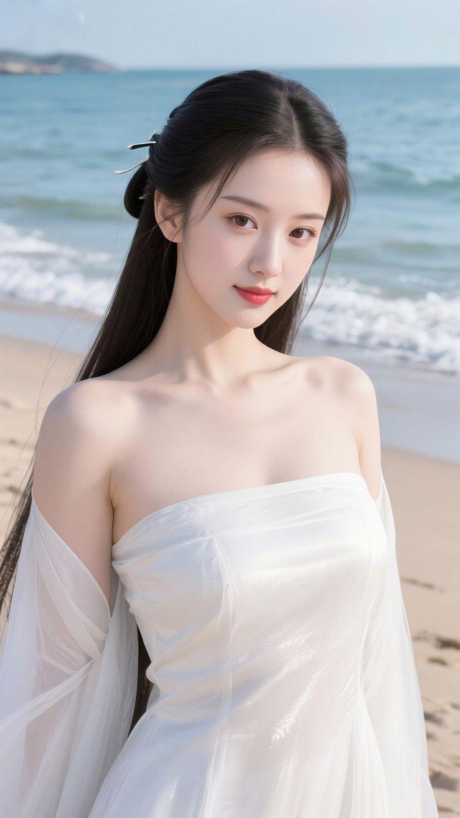 风过浅滩听浪日光暖烘着细沙，踩上去软绵温煦。远海漾着清透的蓝，白浪层层叠叠