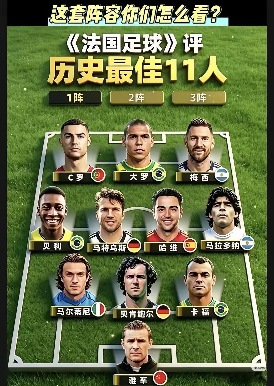 《法国足球》杂志评选的历史最佳11人，也许是有史以来最客观的评选。为什么这么说