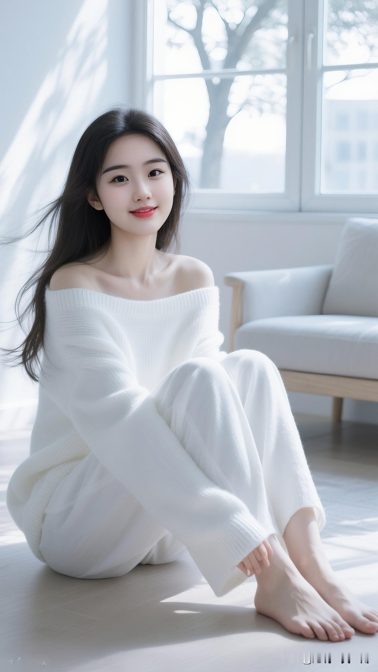 白衣少女坐，清风入画来。怎么样的女人最有魅力阳光洒进来的午后，慵懒的居家时光?