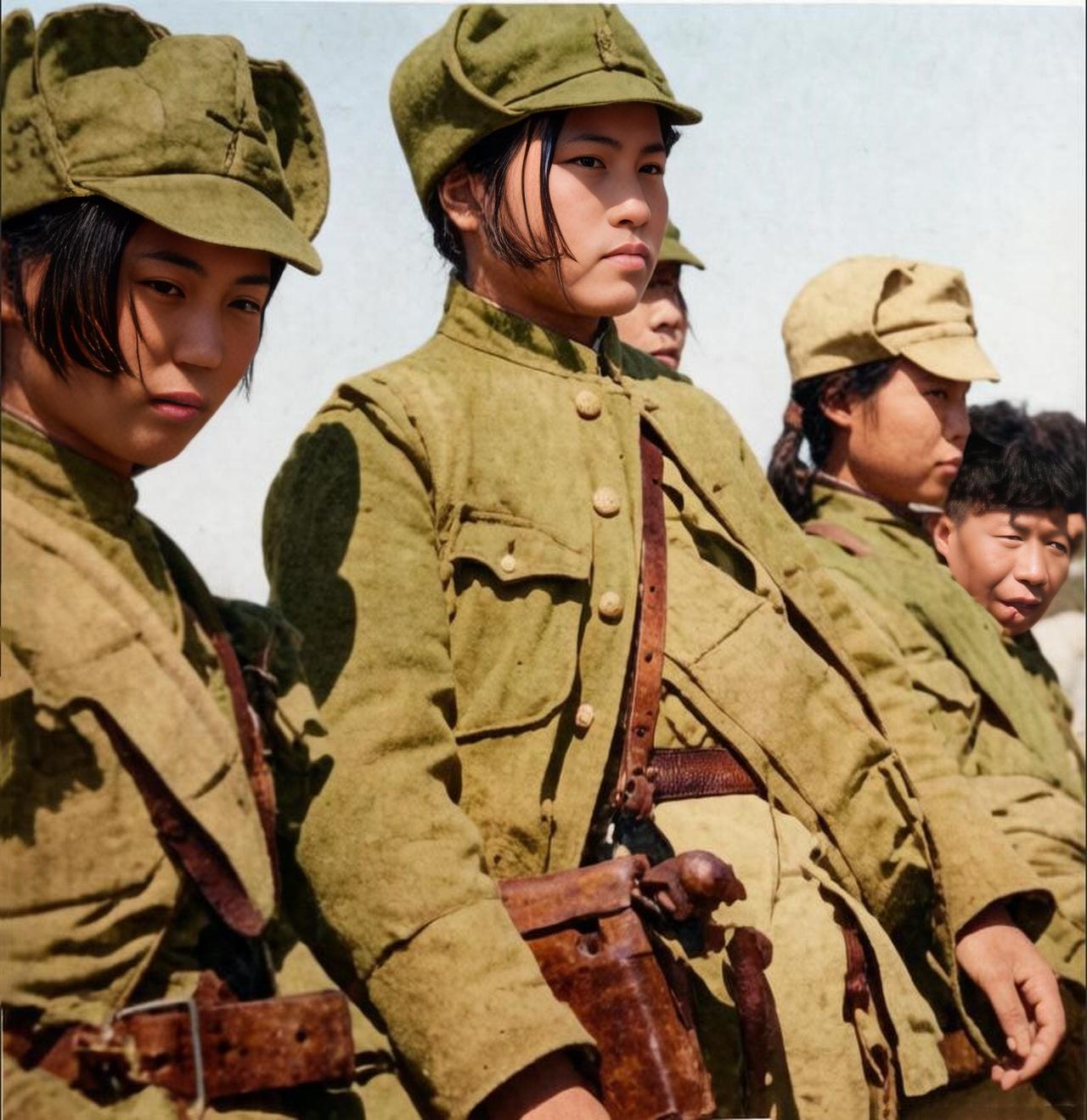 1939年，几名被日军俘虏的东北抗联女战士。日本摄影师在按下快门的瞬间，本想