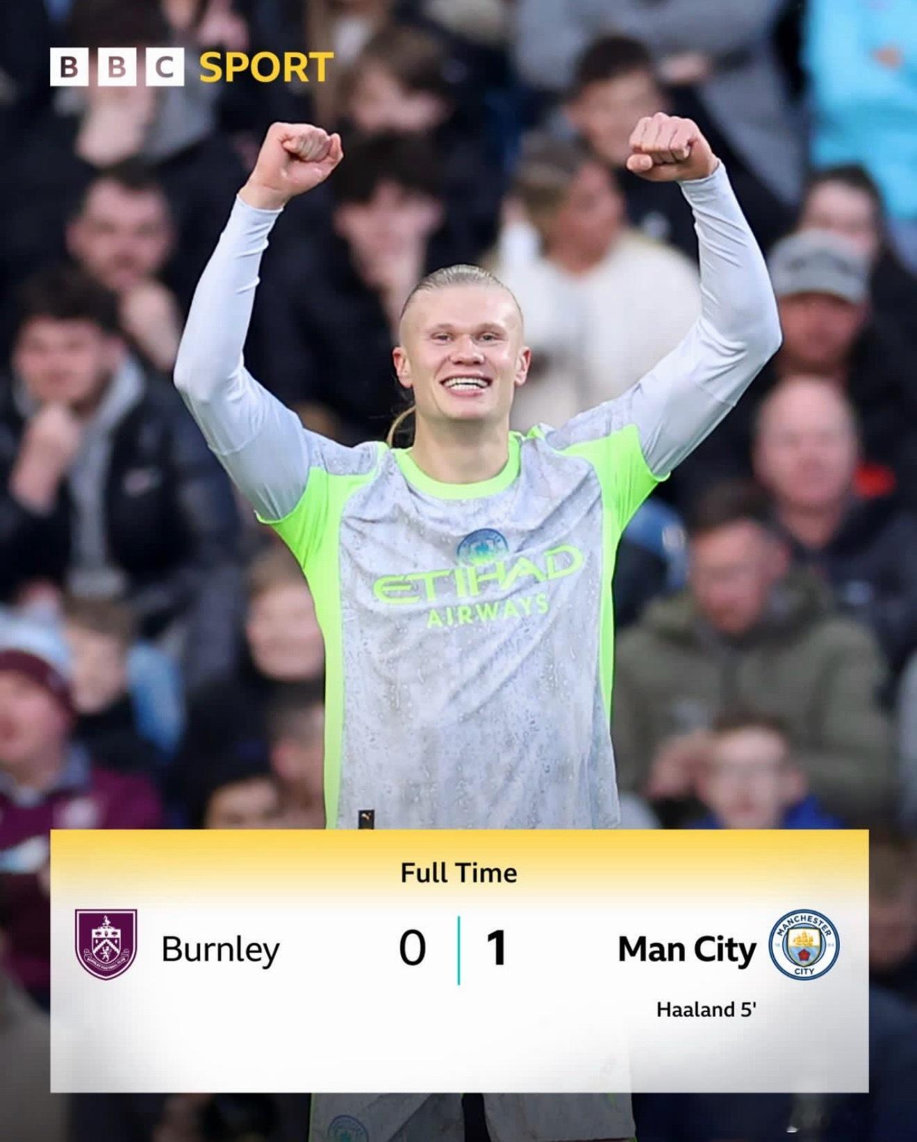 一觉醒来，曼城补赛不出意外客场1比0击败伯恩利，以70分重新回到了英