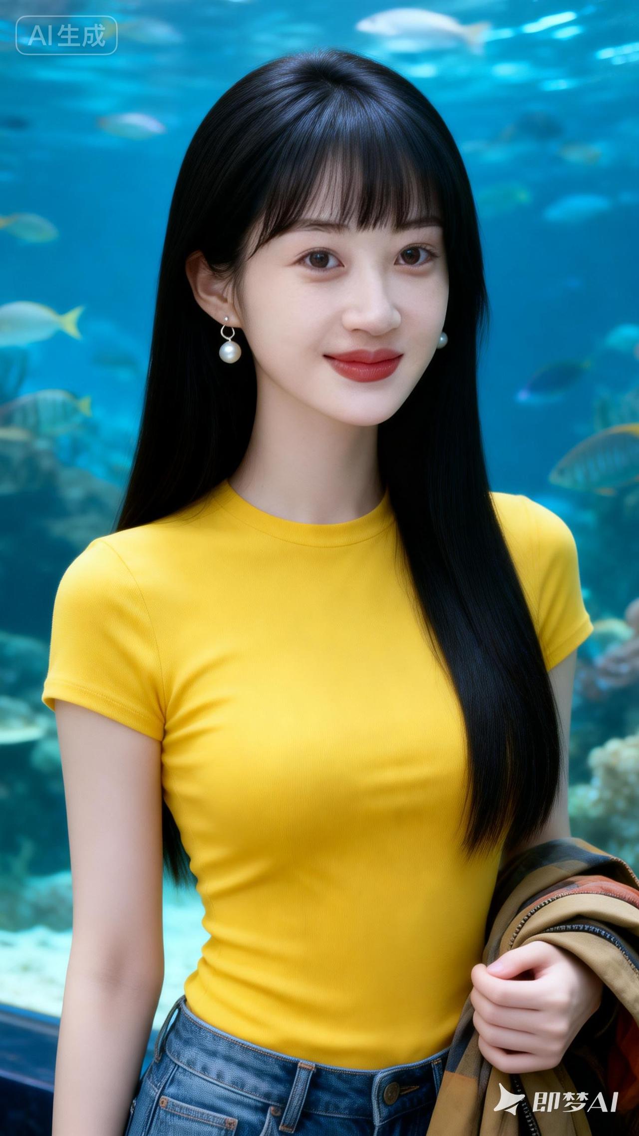 黄色上衣搭配牛仔裤，清新自然，元气满满！🌞💛👗👖