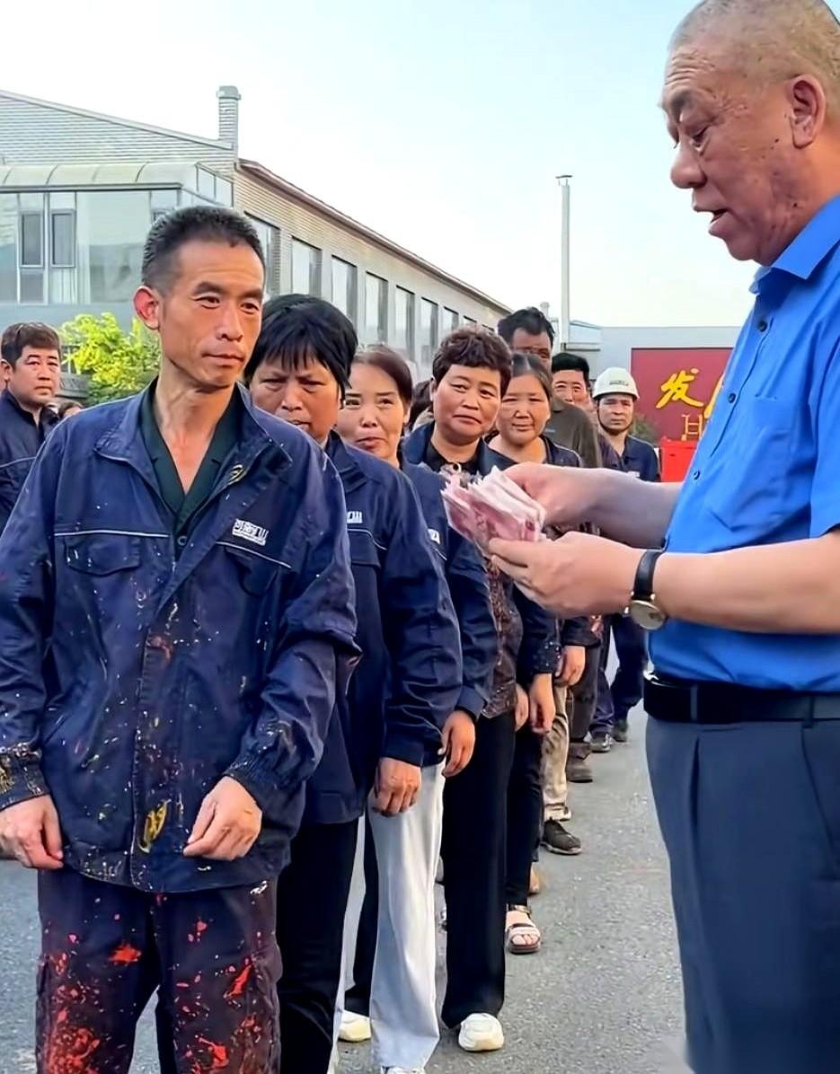 刷到一个视频，又是崔培军，当场给员工发钱，现金摞成一堵墙。镜头往前一推，我却盯