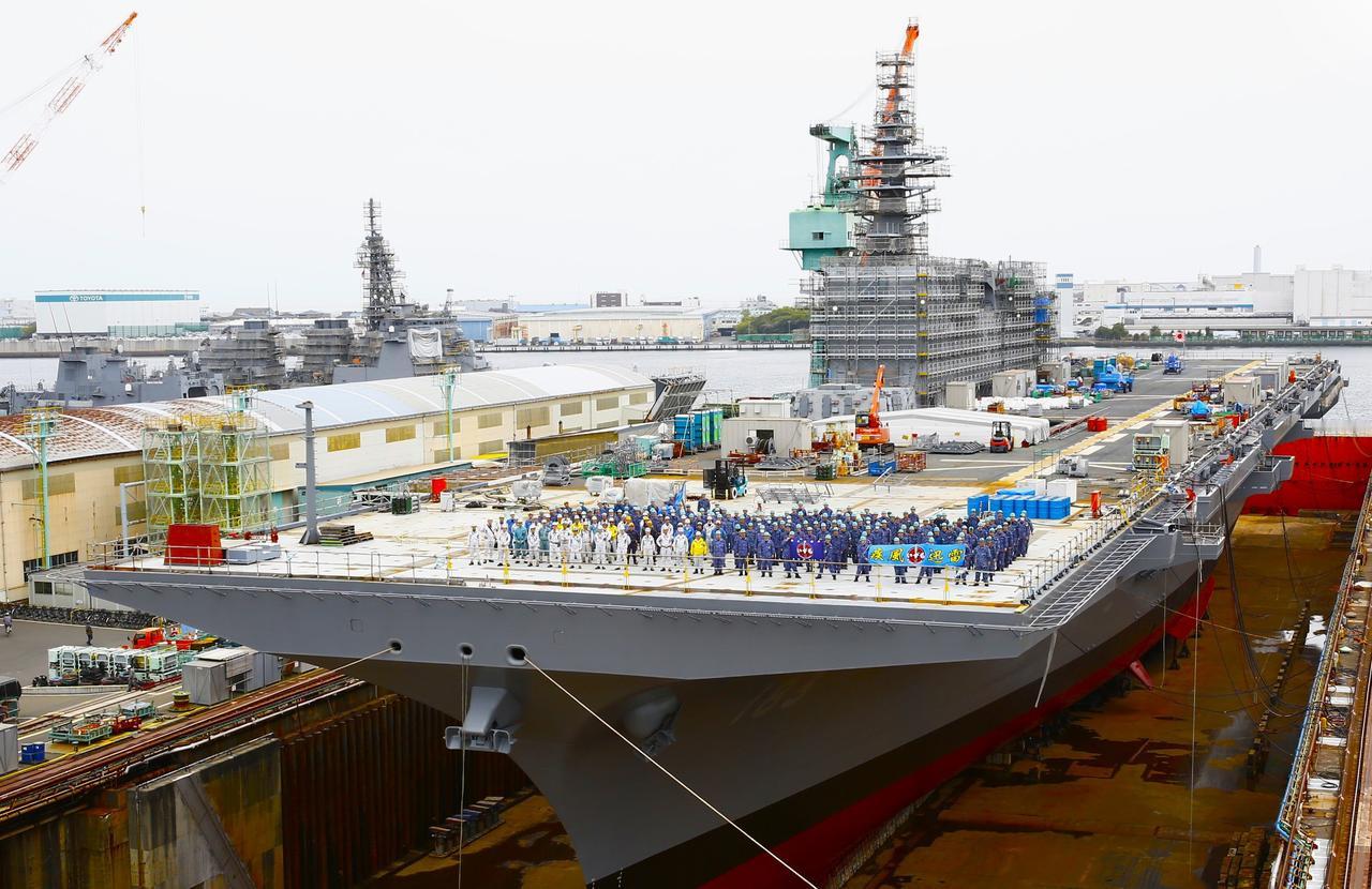 日本又一个大动作，对出云号进行航母化改装。现在已经完成一个阶段了。图一是