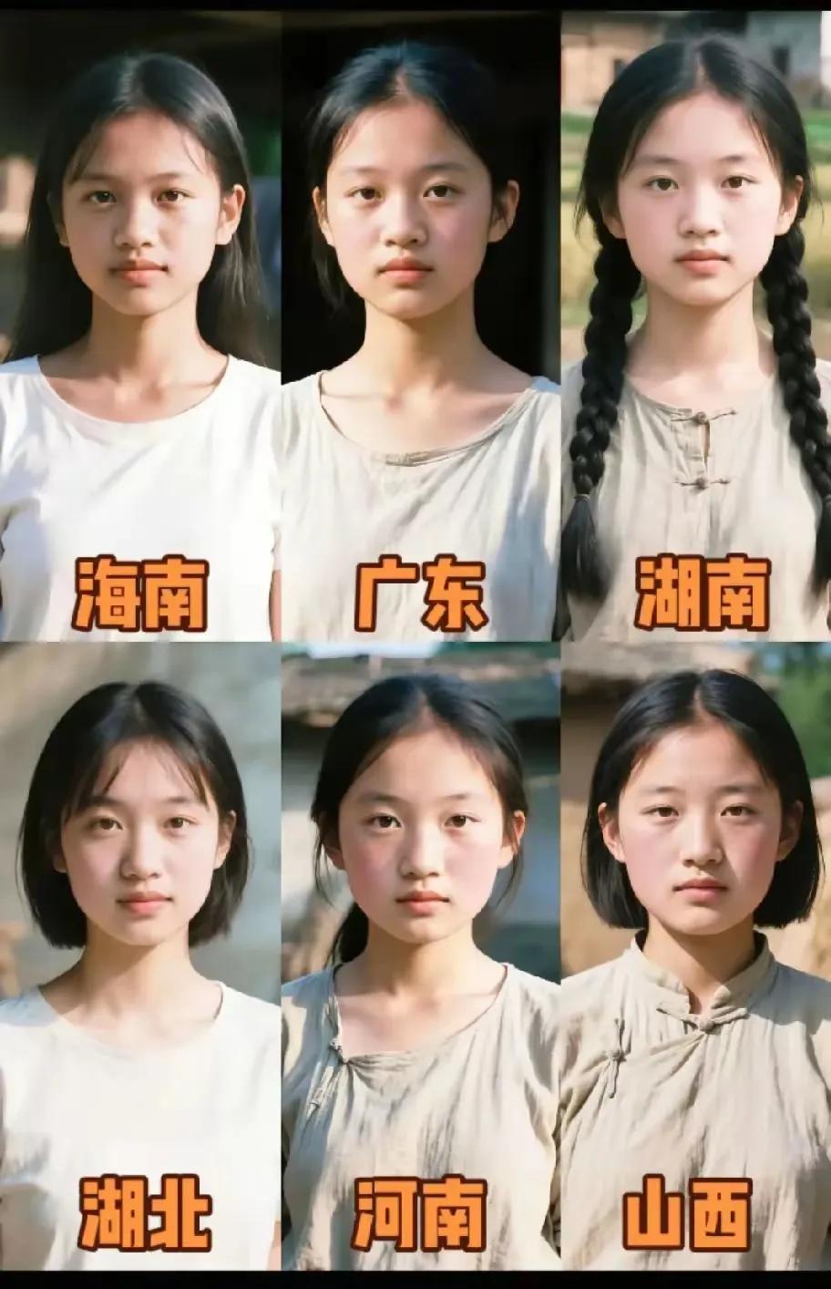 南北方少女时期的样貌差异颇为显著。中国幅员辽阔，人口众多，从南到北各个省份的风土