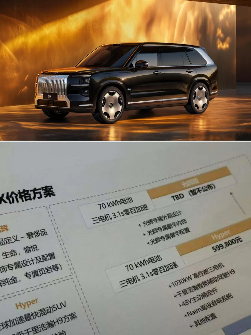 极氪9X三电机版预售59.98万应该是有人奉旨泄密了三电机版的9X差不多60