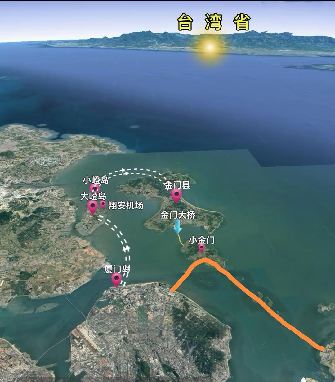 不仅厦金大桥要建，还应建厦门直通小金门的厦小金大桥，还应在在漳州把大担岛二担岛连