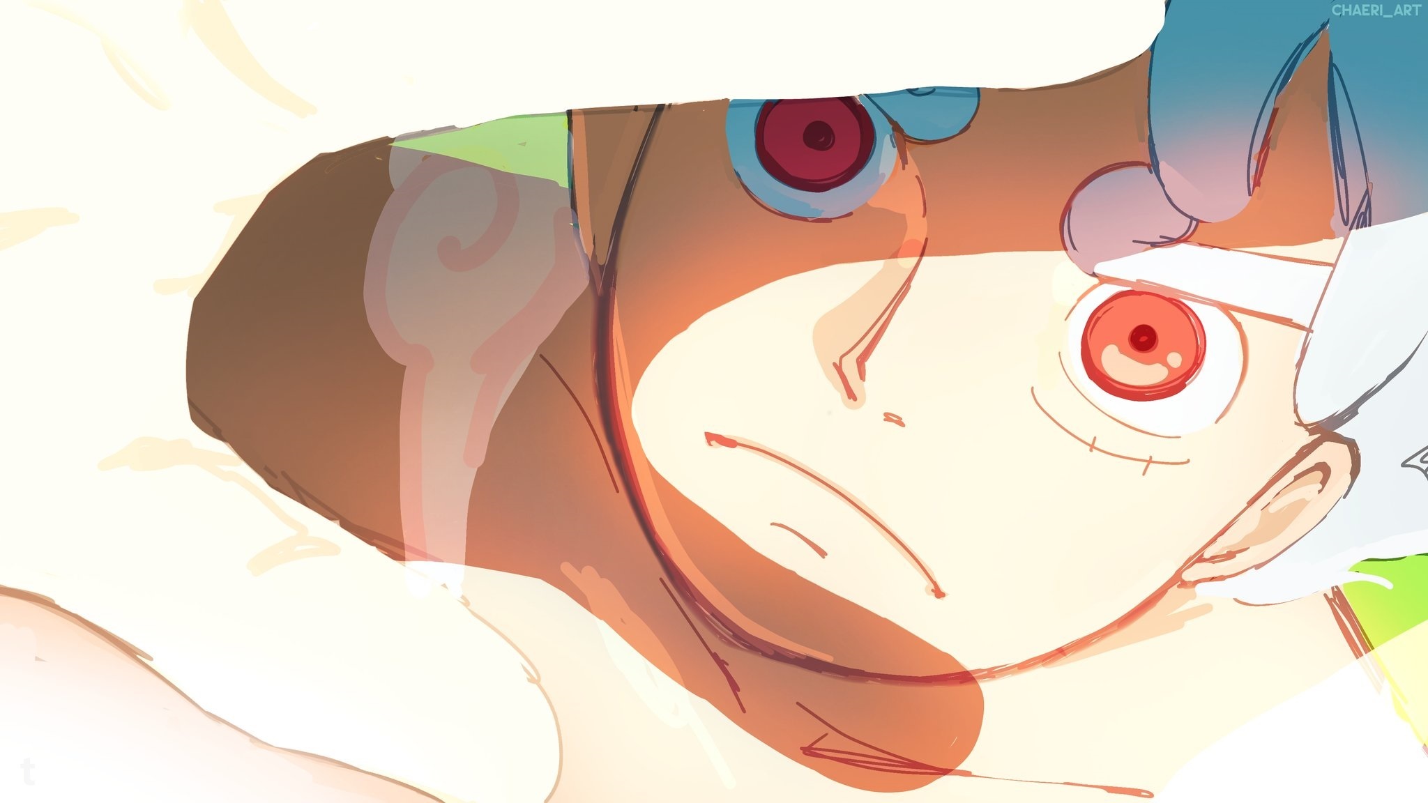 （已授权）X画师Chaeri画作：五档路飞，出处url：Chaeri_art路飞