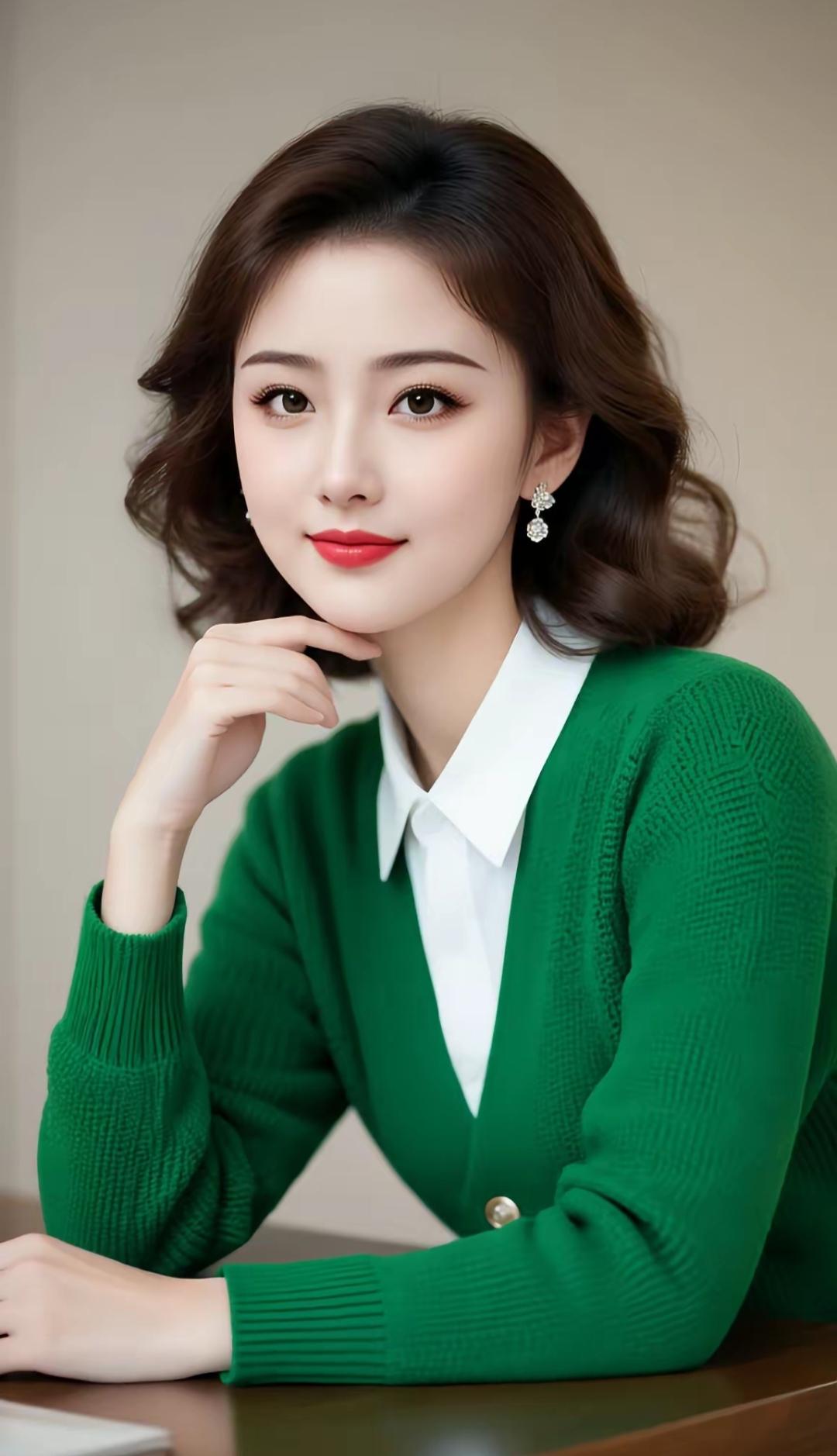 优雅绿衣少女，沉静如水，岁月静好。高雅气质美女美女人像群