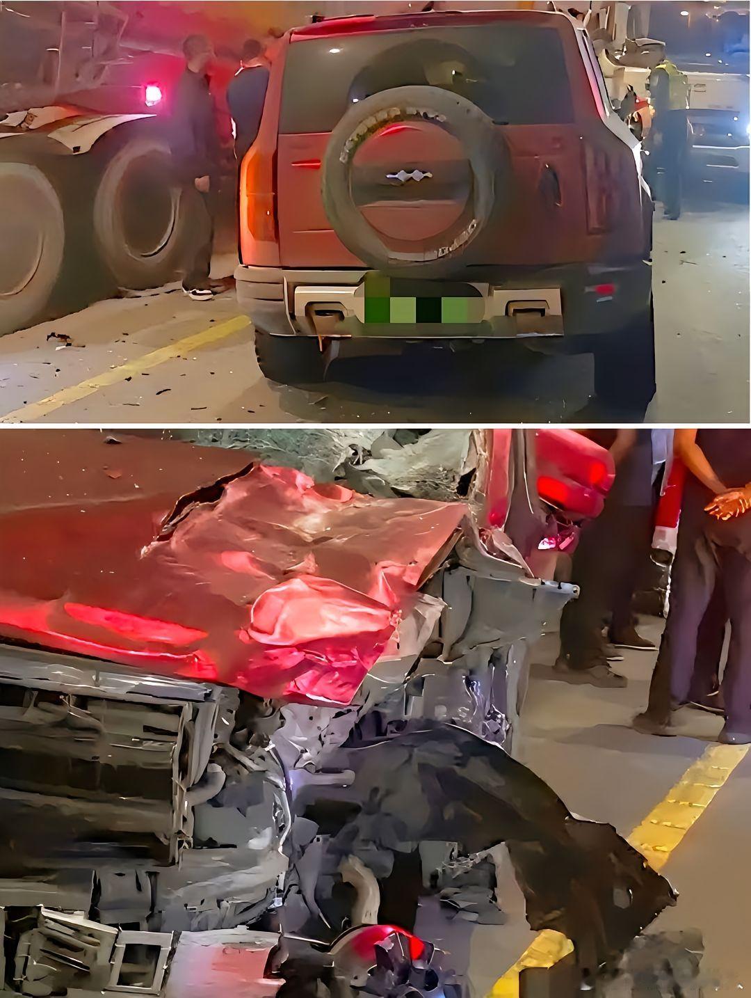 网友：方程豹看着也没多结实啊，车头都撞得不成样了[思考]卡车：你再看看我的车头，