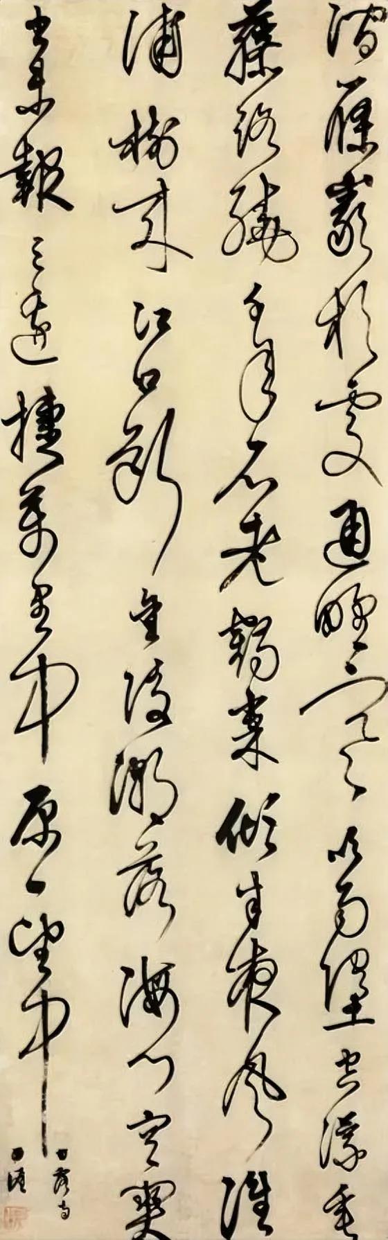 李东阳草书，直追怀素用笔，中锋为主，线条质感流畅潇洒，章法自然连贯，一气呵成。这