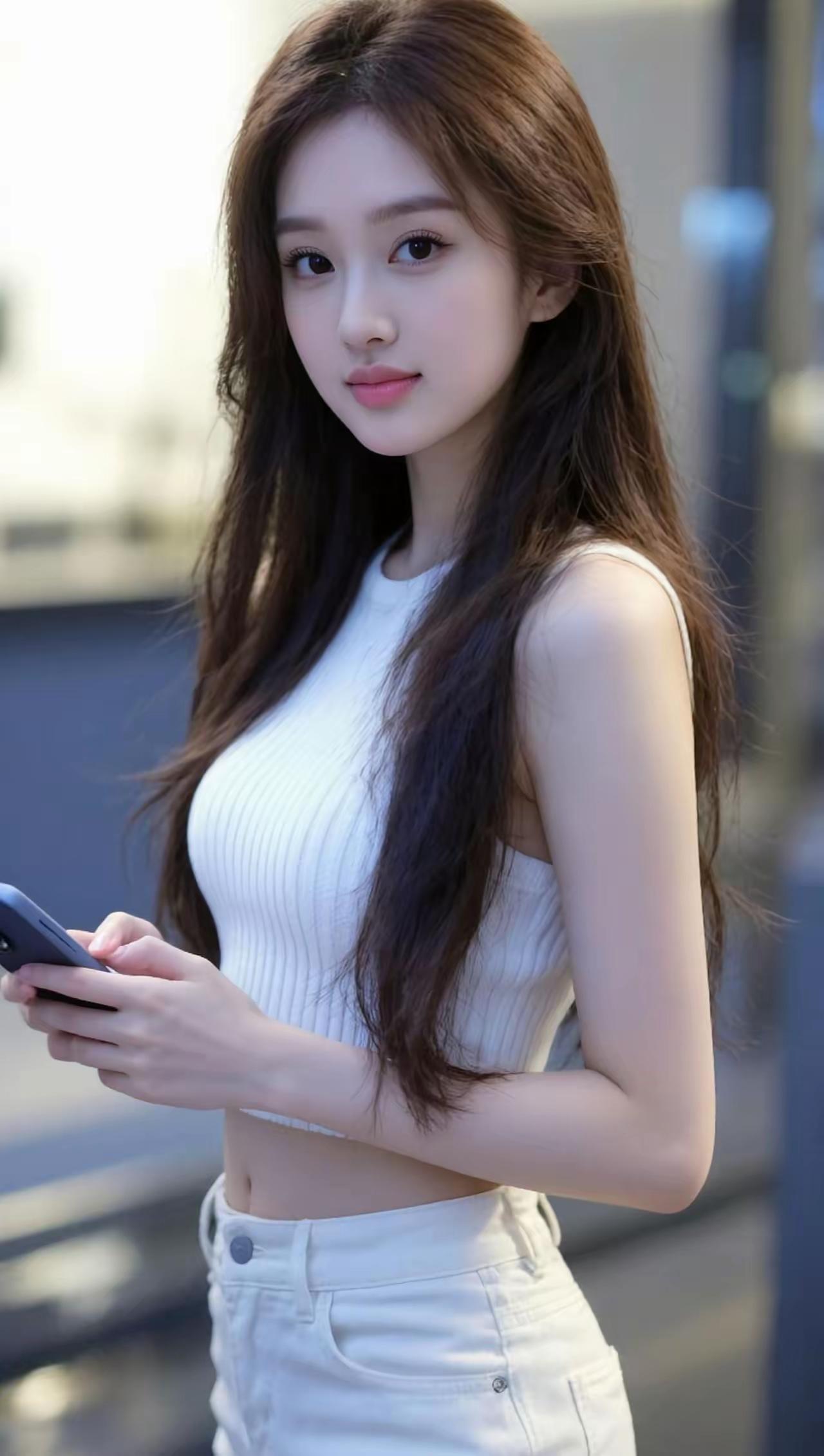 元气少女穿搭指南：白色无袖上衣+牛仔裤，清新自然，元气满满！🌞👗👖