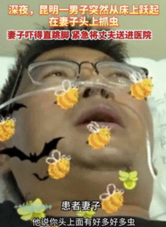 差点解释不清了！云南昆明，一男子半夜睡觉时，突然从床上跳起来，接着在妻子头上抓冲