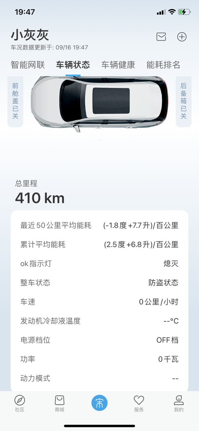 我的车开了410公里了和大家交流下爱车油耗情况～车子是宋PLUSDM-i