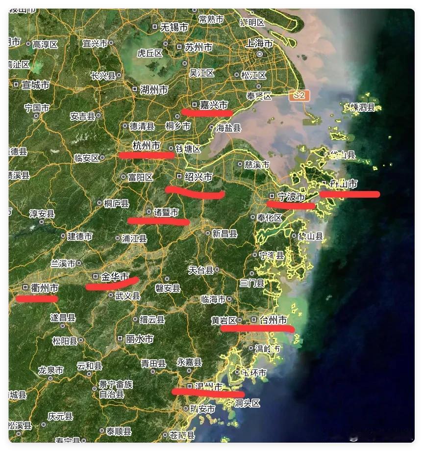 从杭嘉湖到甬舟义，一张图看懂浙江不搞单中心原因！很多人一直想不通，浙江明明有个