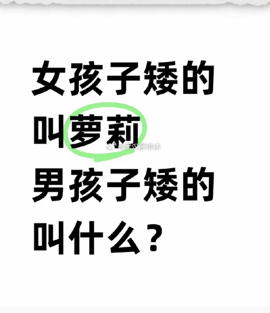 女孩矮的叫萝莉，男孩矮的叫什么？​​​