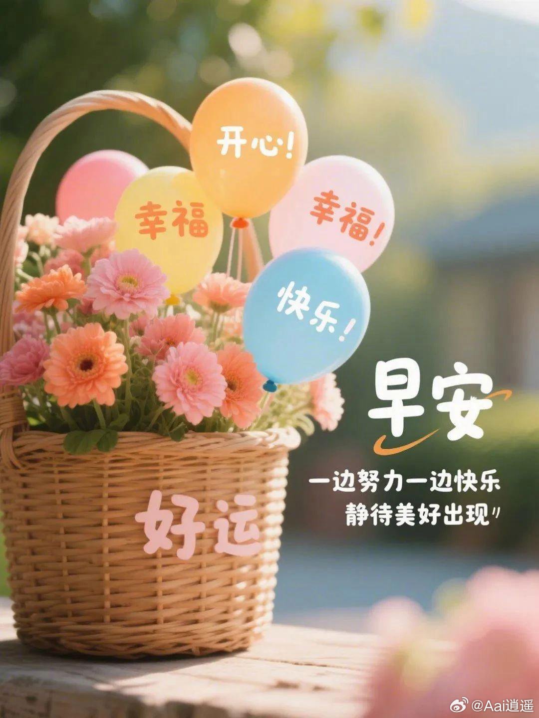【快乐前行，静待美好。早安，心怀幸福，努力与好运相伴！人只有快乐，运气才会变好。
