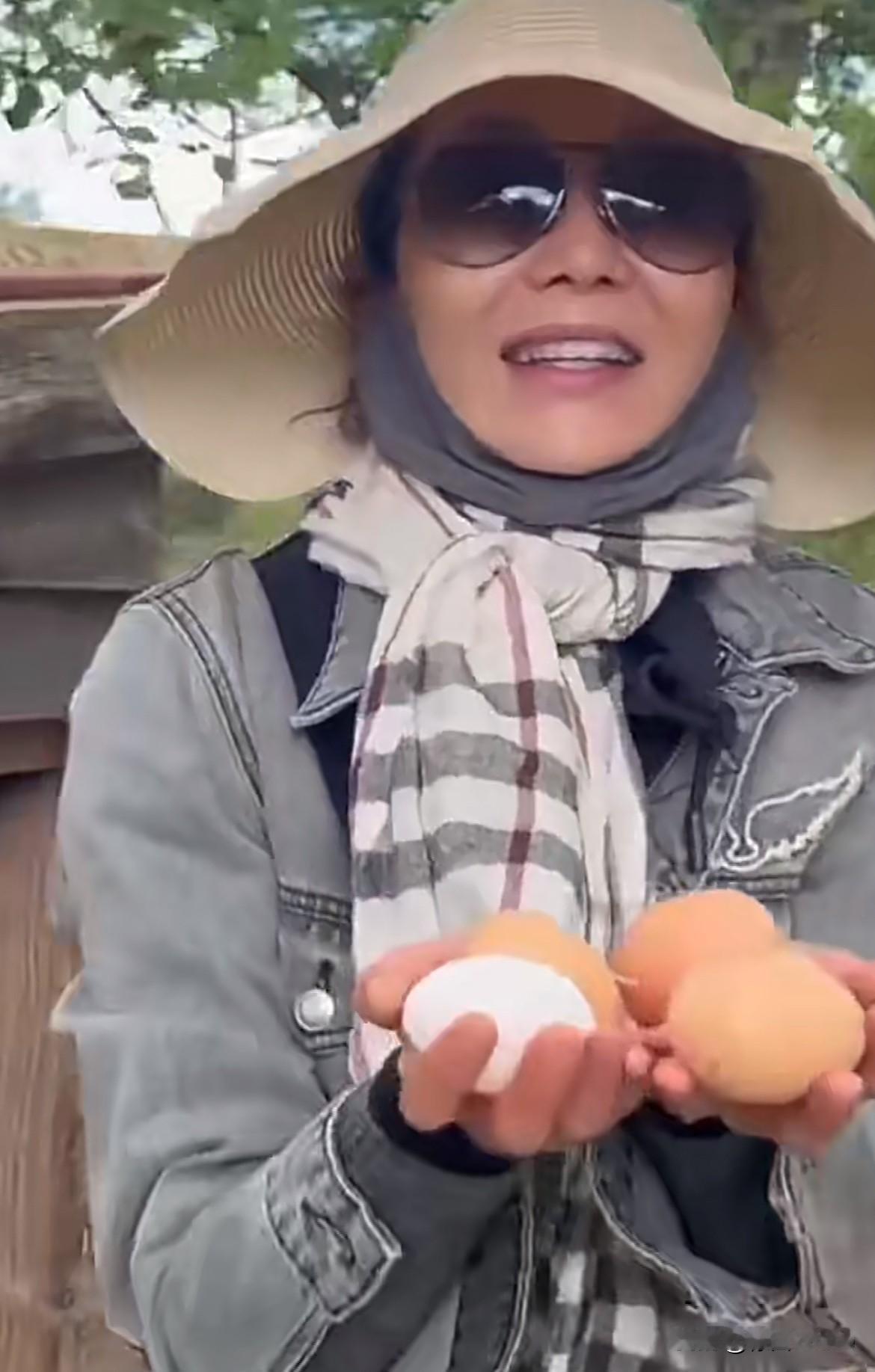 1月25日，62岁张曼玉晒退休生活张曼玉分享在法国乡下养鸡捡鸡蛋，雨天摘无花果