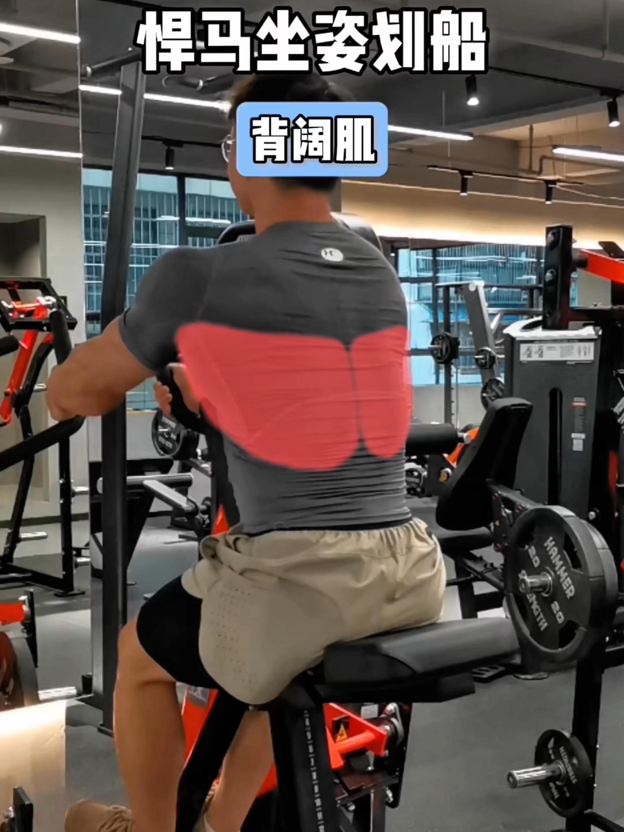 悍马坐姿划船，保姆级教程！ 一、目标肌群 悍马坐姿划船，背阔肌 二、练...