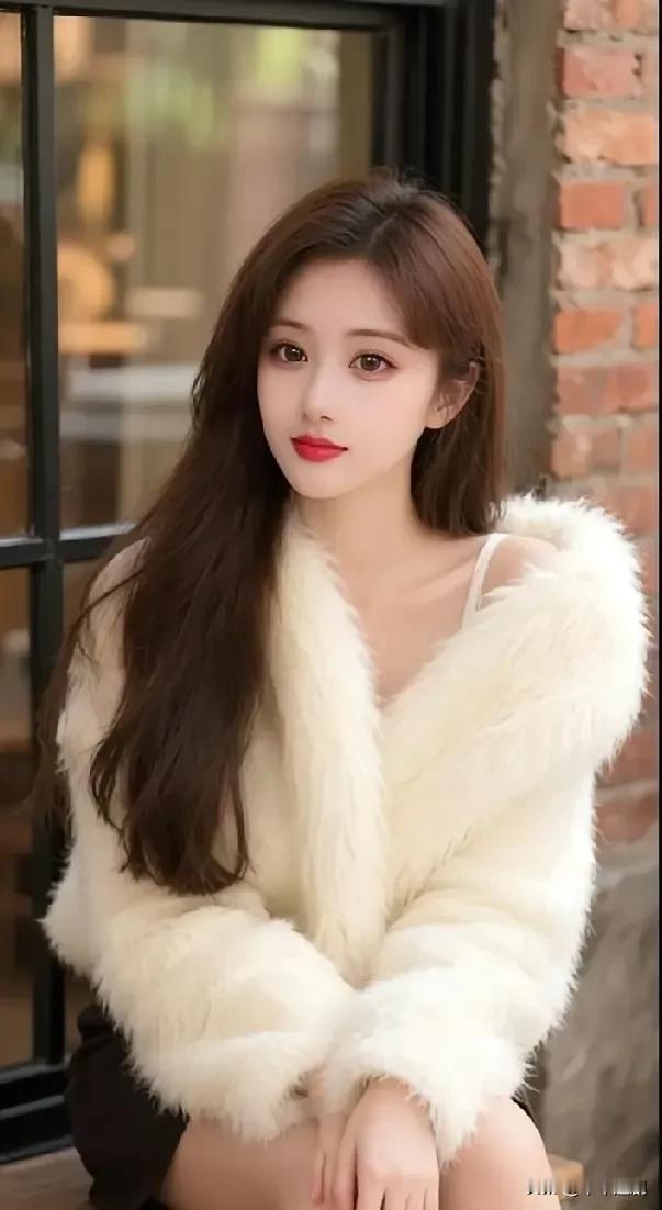 白裘裹着慵懒的矜贵，红唇衬着明艳的娇俏，发梢漾着漫不经心的美佳人才情超群