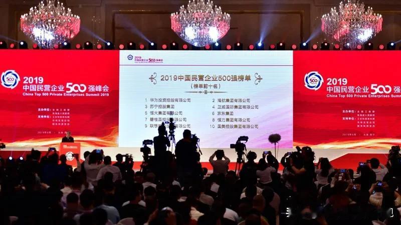 2019年中国民营企业500强的前十名。现在看，里面能留下来还活得不错