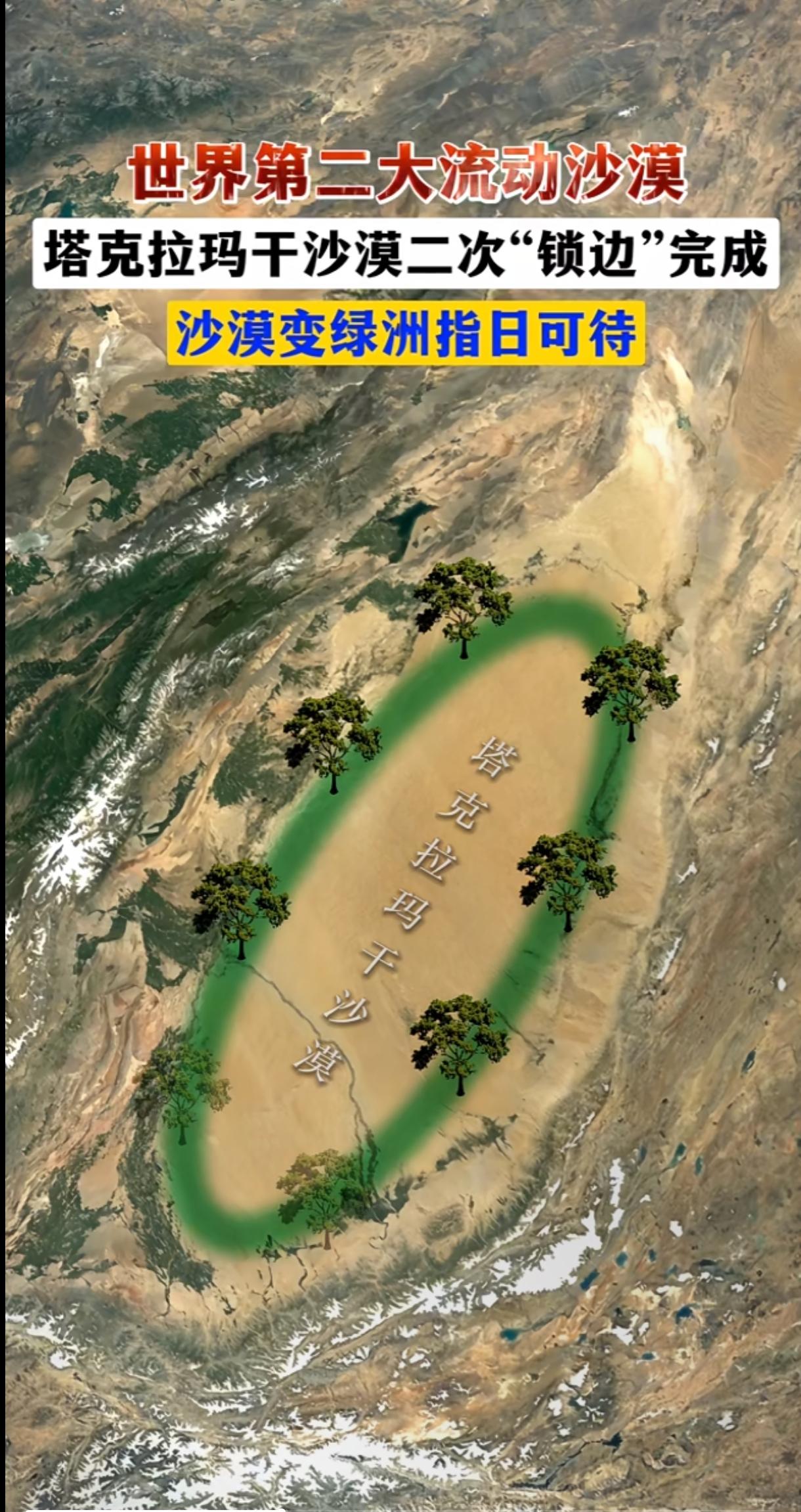 塔克拉玛干沙漠完成第一次锁边，“第二次锁边”工程也开始启动。这就让人想不通了