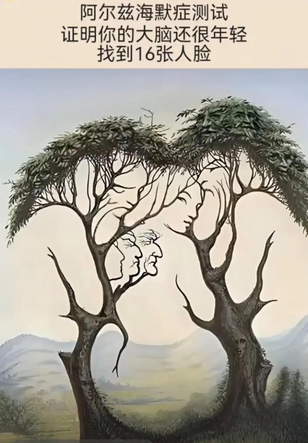 据说，能找到7个人脸的人是个聪明人；能找出16个人脸的人是个天才。你能找到几个呢