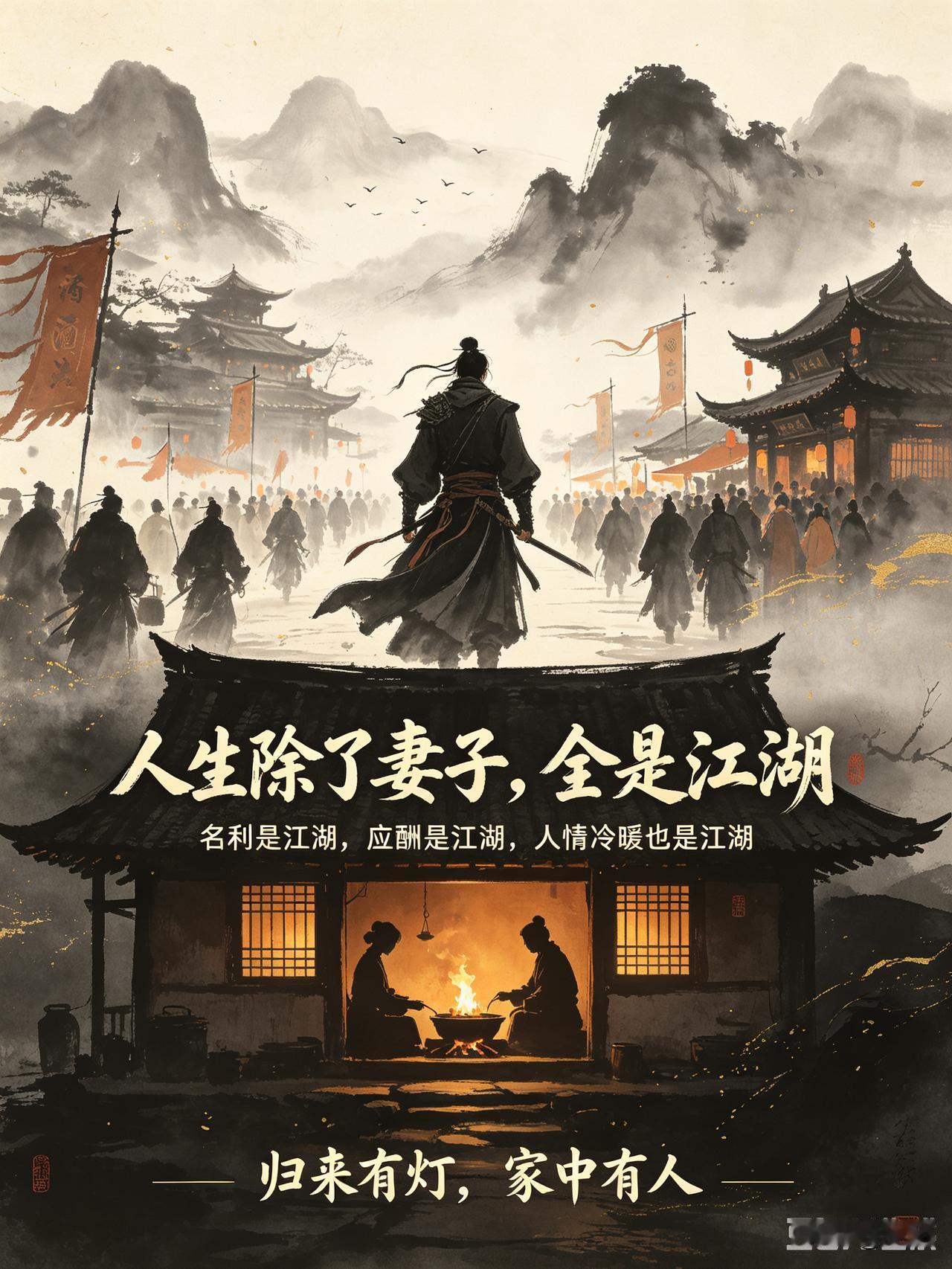 人生除了妻子，全是江湖人到中年才读懂，世间大多关系皆是江湖。朋友有聚
