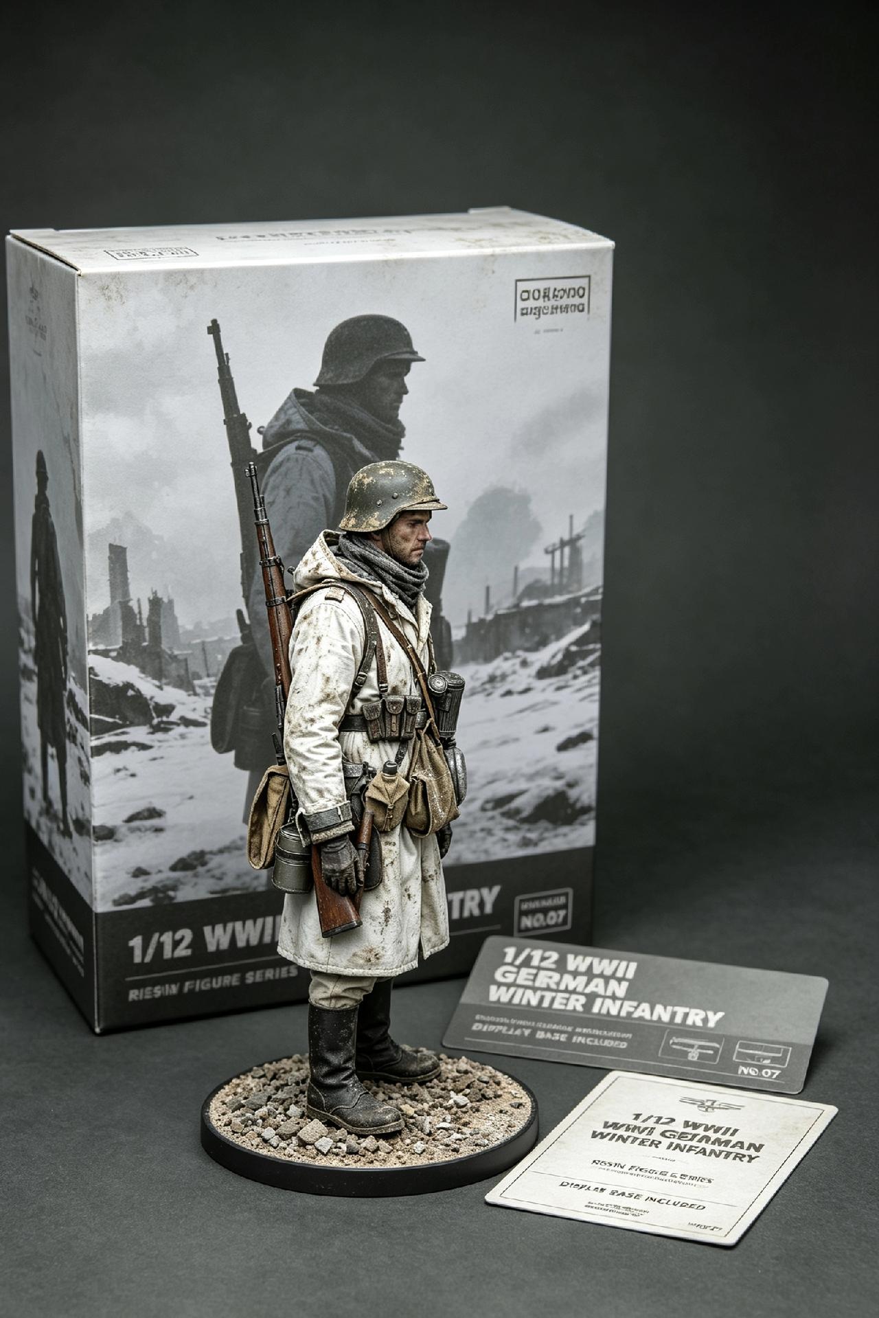 二战德军人偶手办场景地台模型1/35树脂GK兵人手办，二战德军士兵模型，灰绿色