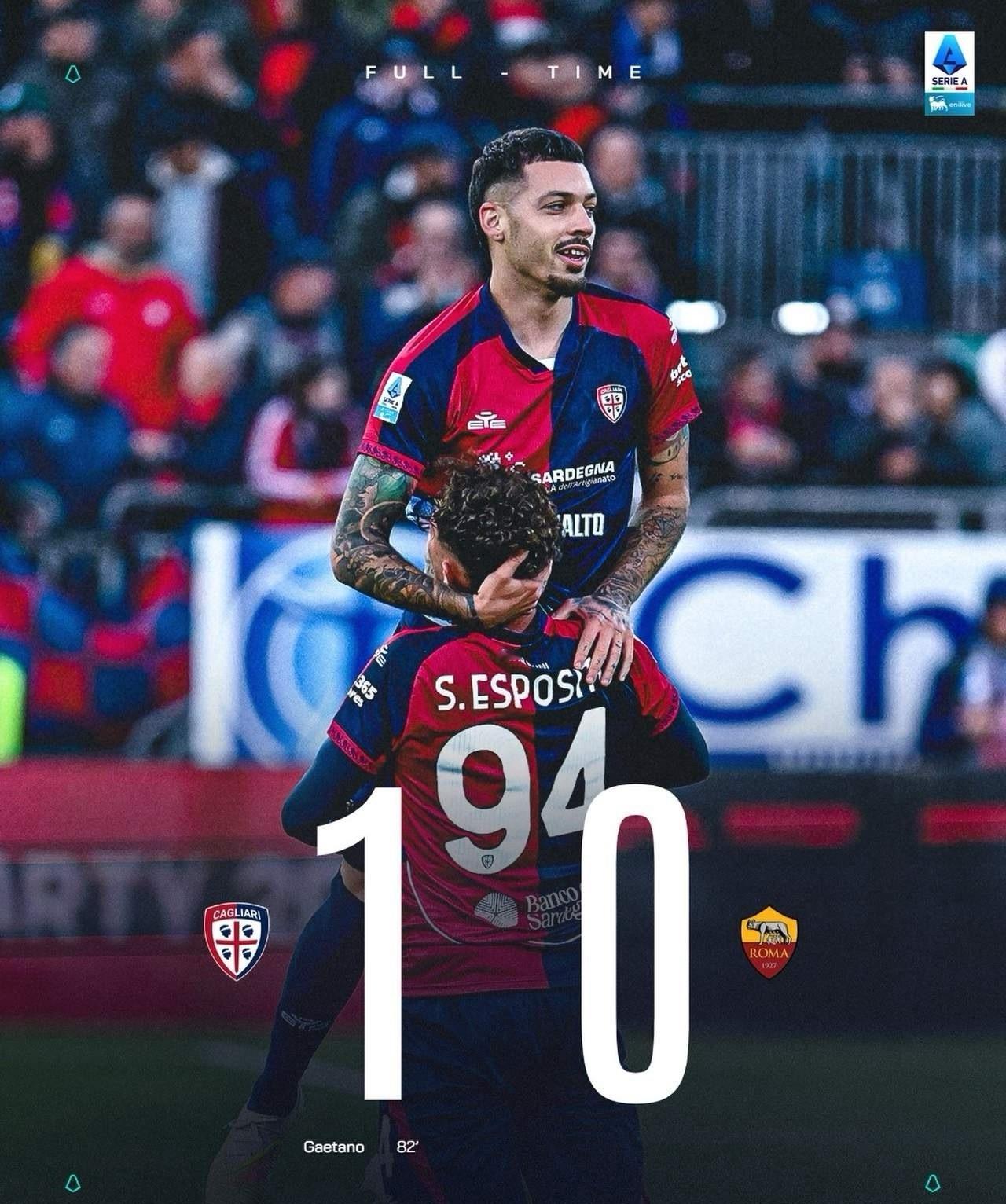 罗马输球，两倍快乐达成！本轮罗马客场对阵卡利亚里，第50分钟切利克放倒弗罗伦肖被