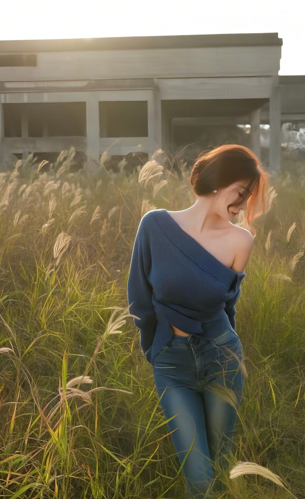 阳光下的少女，笑靥如花，微风拂过，温柔如梦。