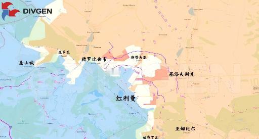 俄军西部集群在红利曼周围的进展情况。很明显，在这儿的进展不大。西部集群的确是“干