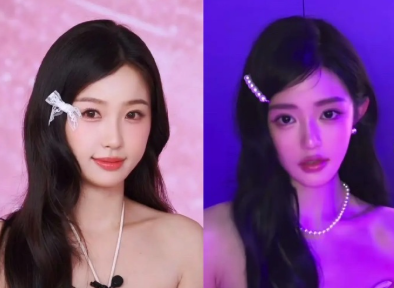 虞书欣直播的原来是想要这种妆造效果，你还别说猛一看还真的有点像，挺好看的