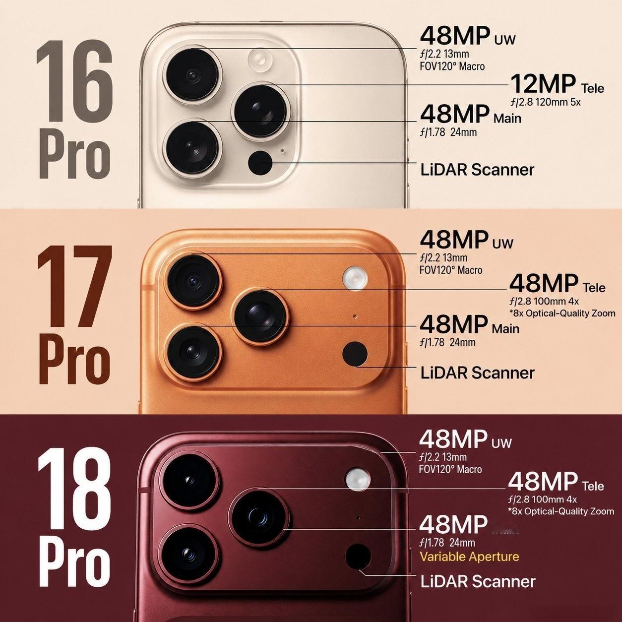 #iPhone18Pro五大相机功能#虽然感觉不如去年橙色好看吧，但去年橙色没发布之前也觉得不好看，