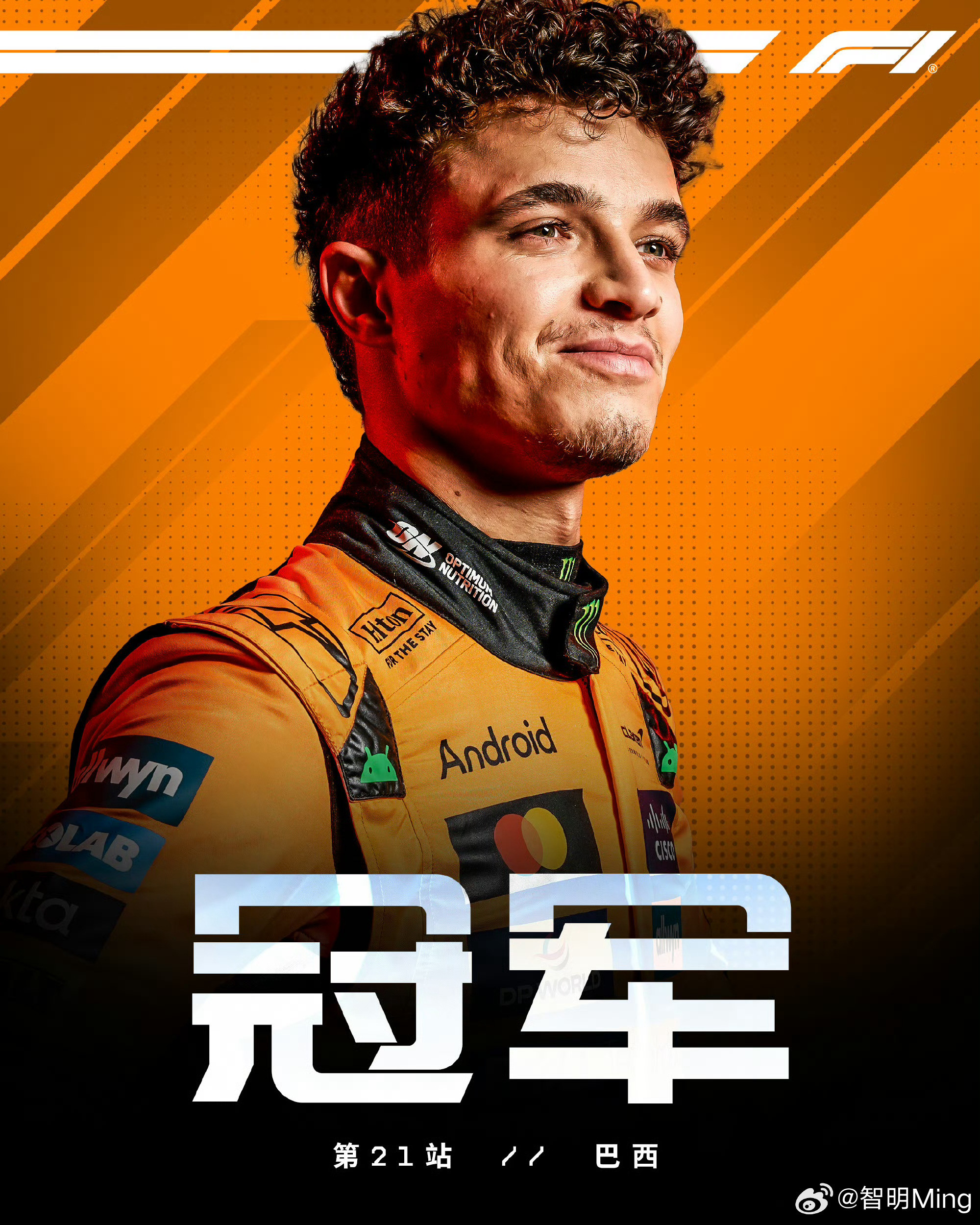 诺里斯毫无意外拿到冠军，积分榜扩大领先优势。今年的世界冠军几率又增加了。安东内利