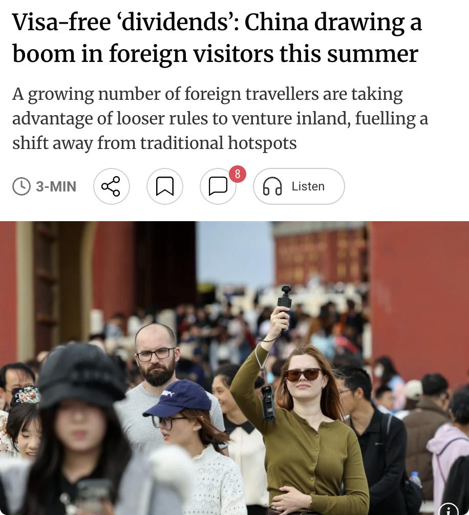 外媒：中国免签政策红利持续释放，今夏外国游客数量激增。澳大利亚游客尼古拉斯·