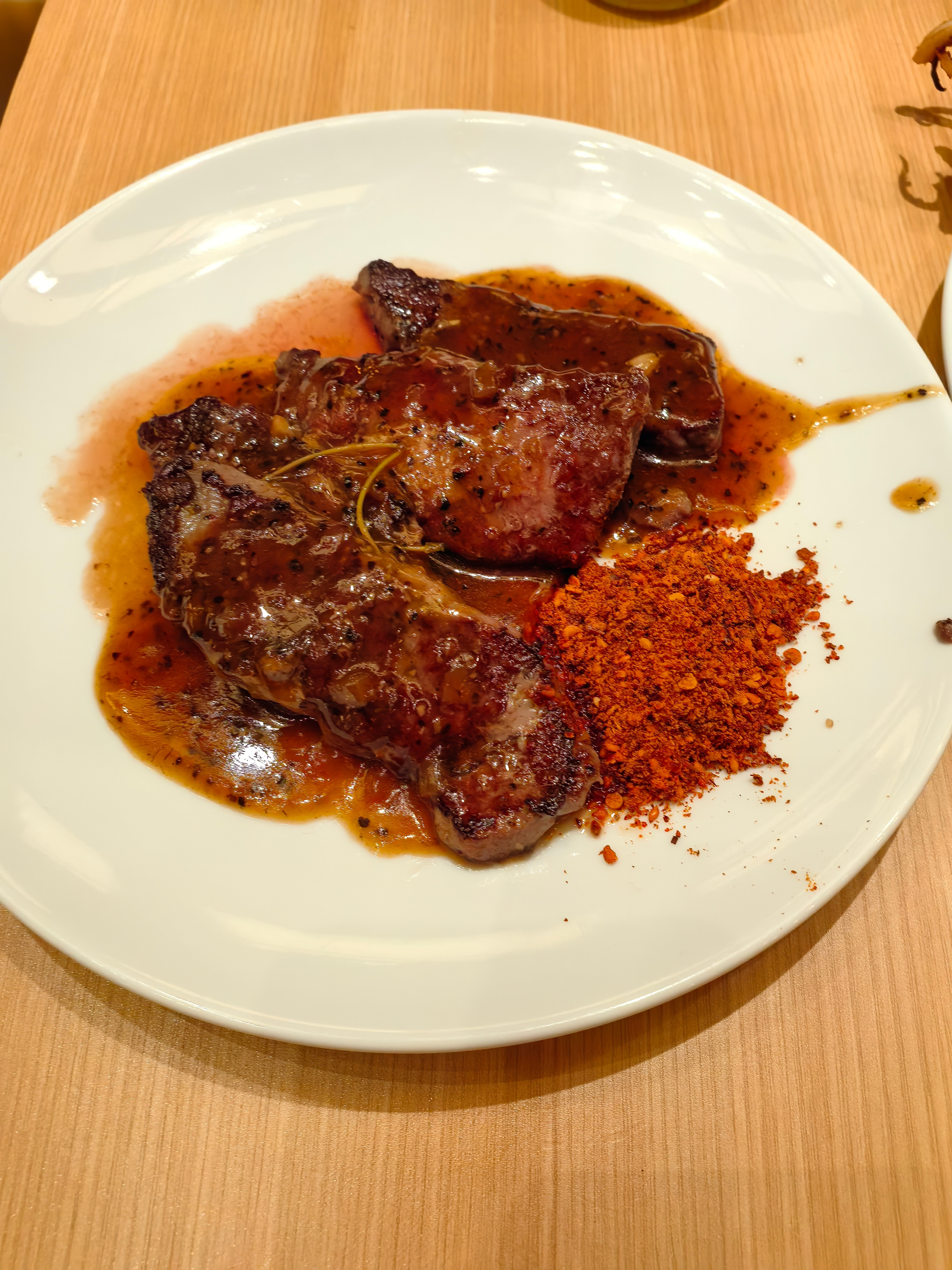 我的晚餐全是肉…外加辣椒面…