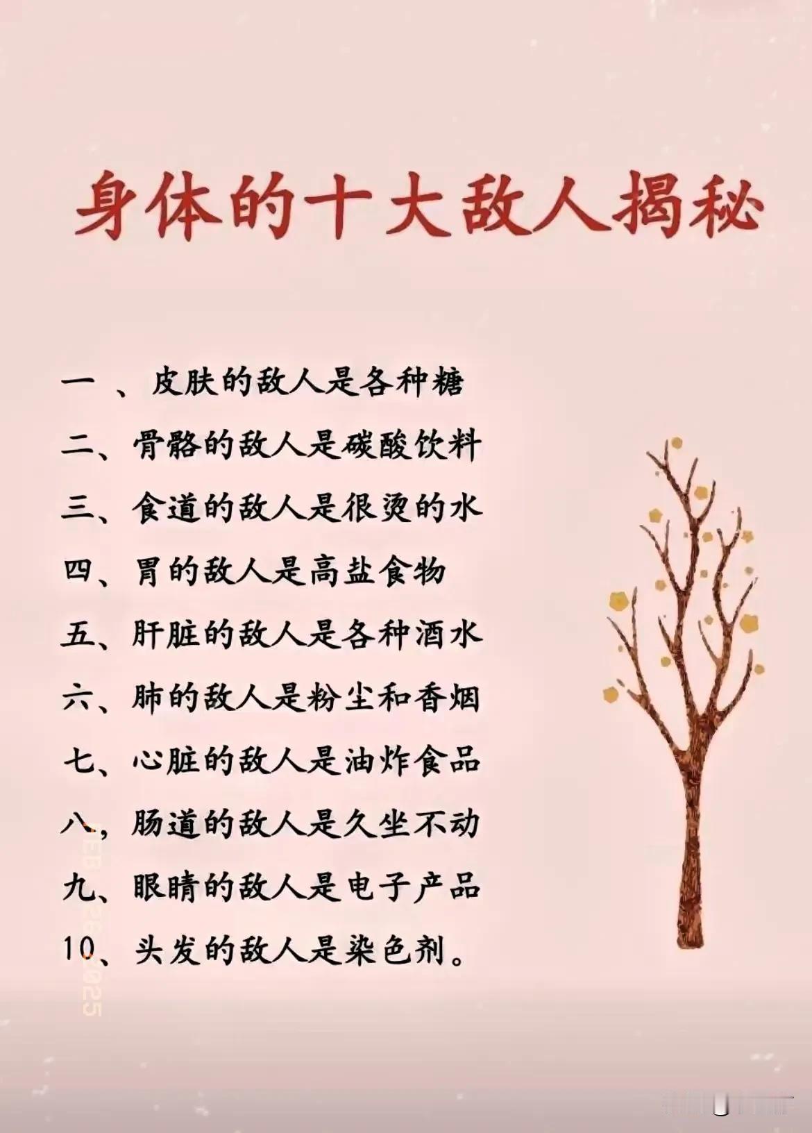 身体的敌人可真不少。糖对皮肤不好，就像吃多了糖皮肤容易长痘暗沉。碳酸饮料损害骨