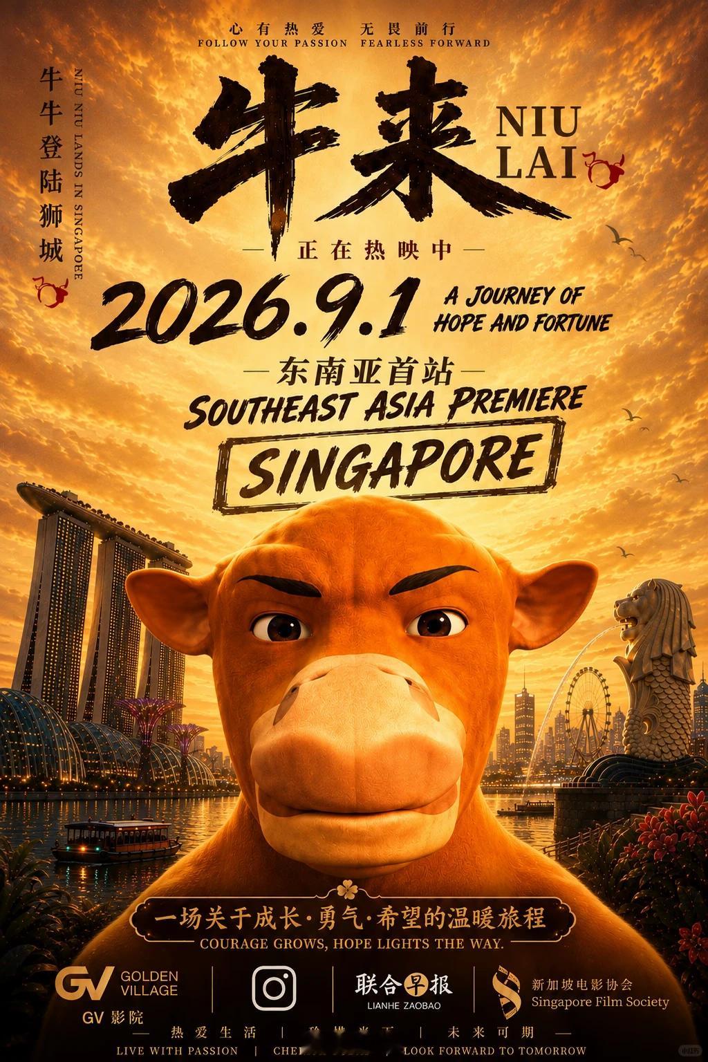 刷到超多人发，说《牛来》确定海外上映，东南亚首站登陆新加坡院线，我查了下没有官方